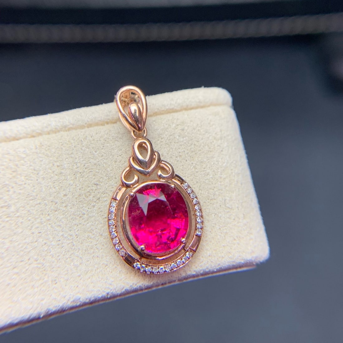 14k Gold 2.2 Ct Natural Tourmaline & Diamond Pendant( Without Chain ) - 4
