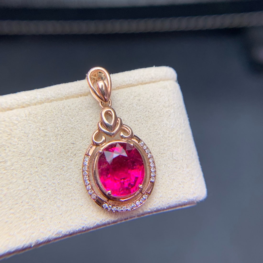 14k Gold 2.2 Ct Natural Tourmaline & Diamond Pendant( Without Chain ) - 5
