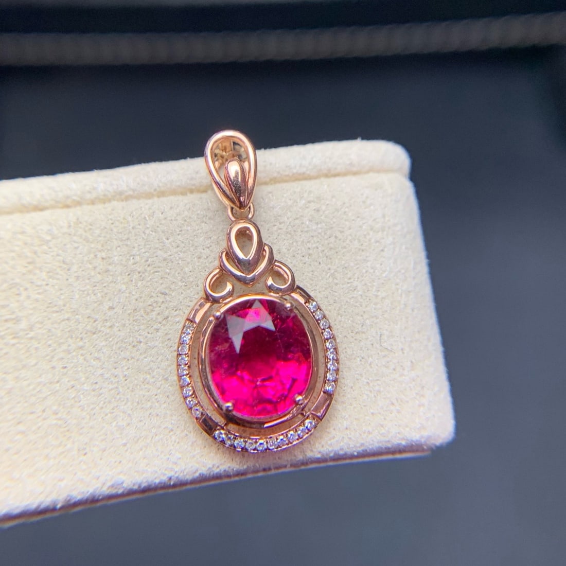 14k Gold 2.2 Ct Natural Tourmaline & Diamond Pendant( Without Chain ) - 6