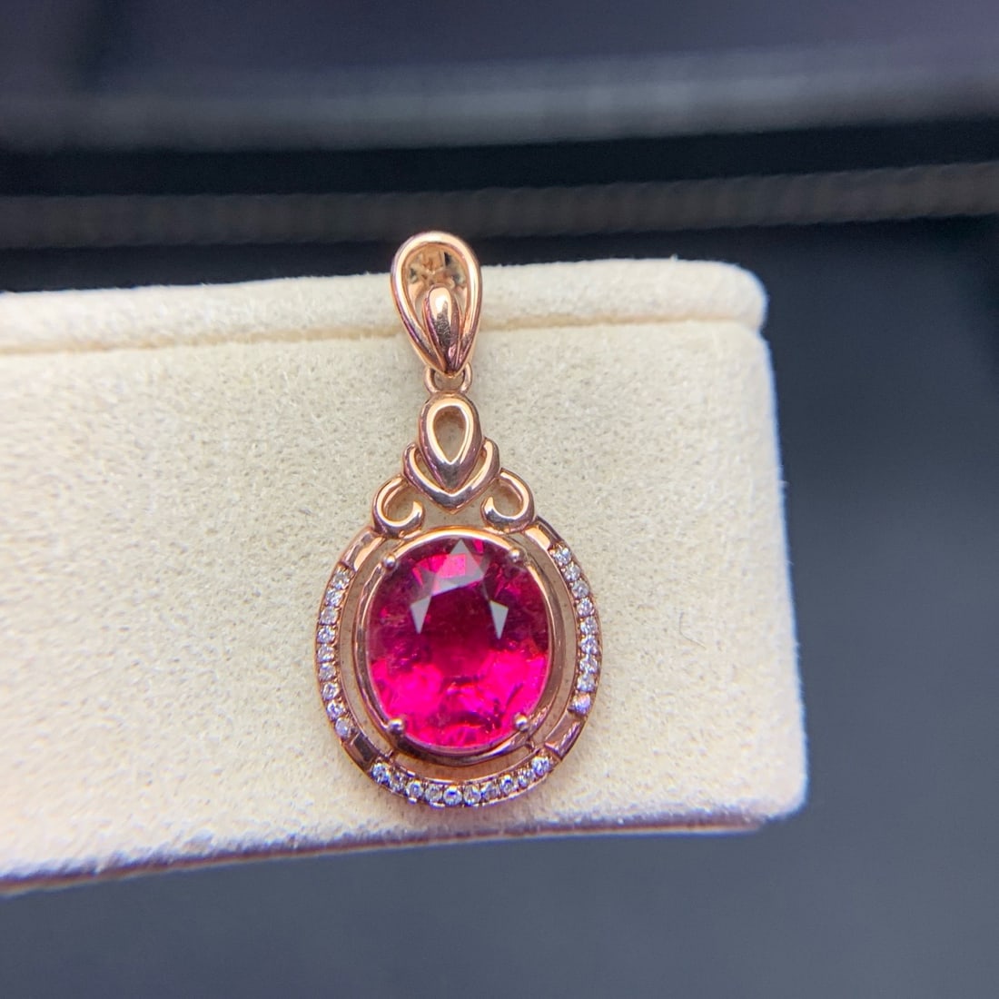 14k Gold 2.2 Ct Natural Tourmaline & Diamond Pendant( Without Chain ) - 8