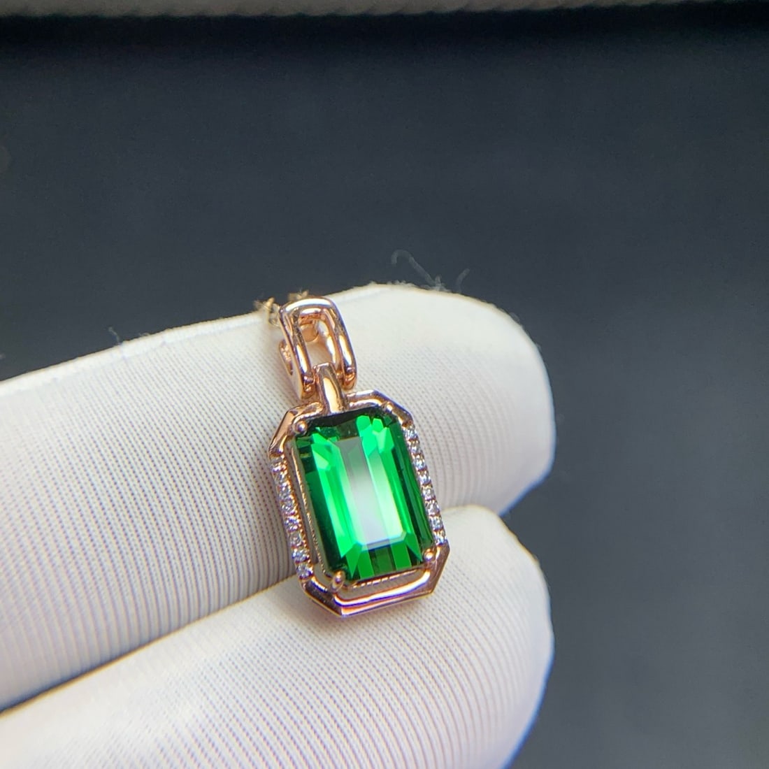 14k Gold 2.5 Ct Natural Tourmaline & Diamond Pendant( Without Chain ) - 5
