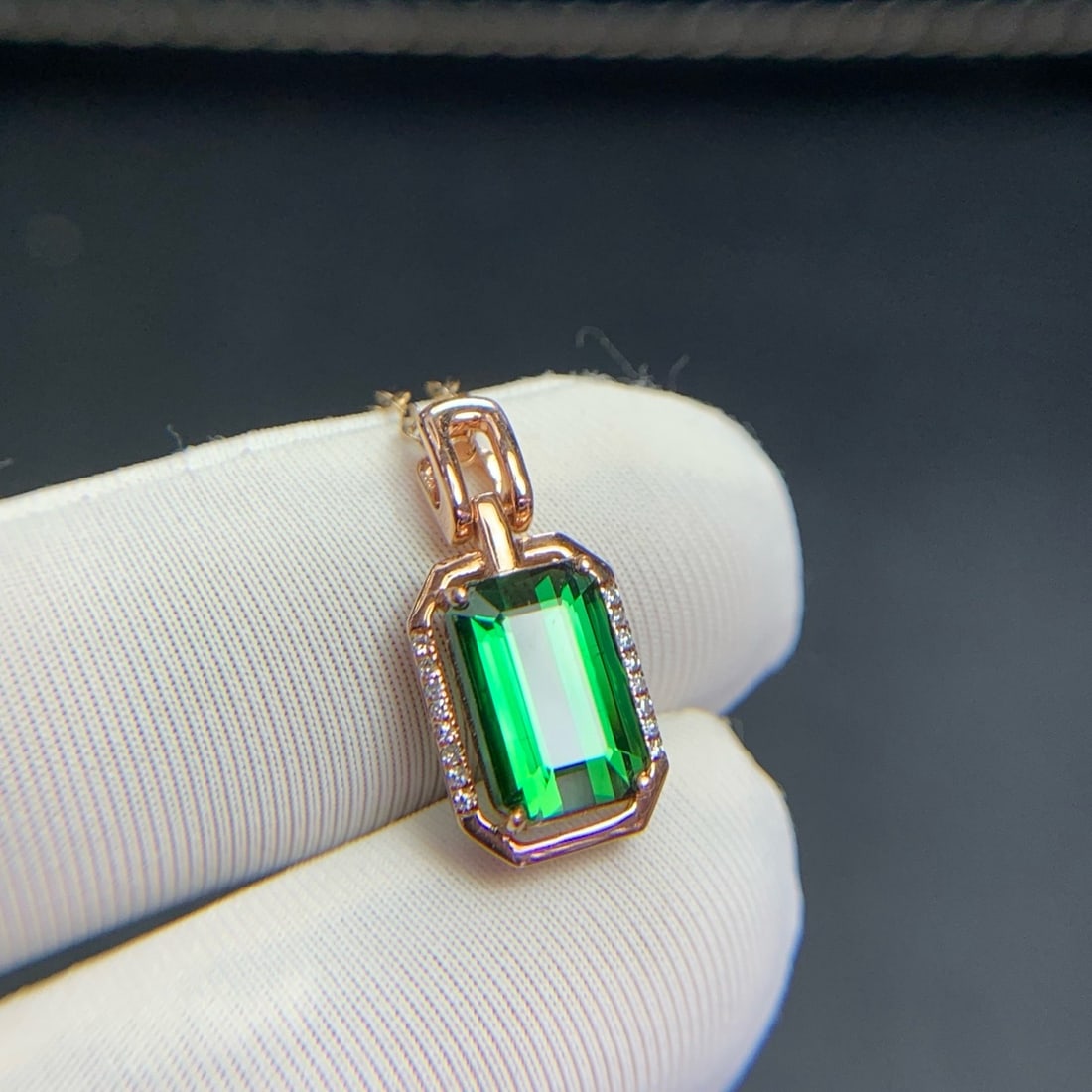 14k Gold 2.5 Ct Natural Tourmaline & Diamond Pendant( Without Chain ) - 6