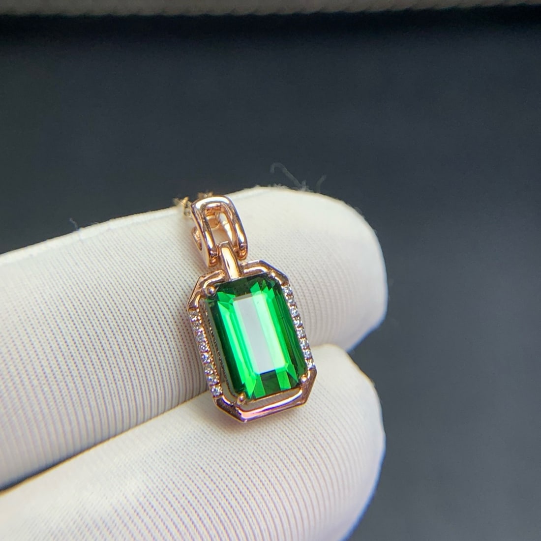 14k Gold 2.5 Ct Natural Tourmaline & Diamond Pendant( Without Chain ) - 8