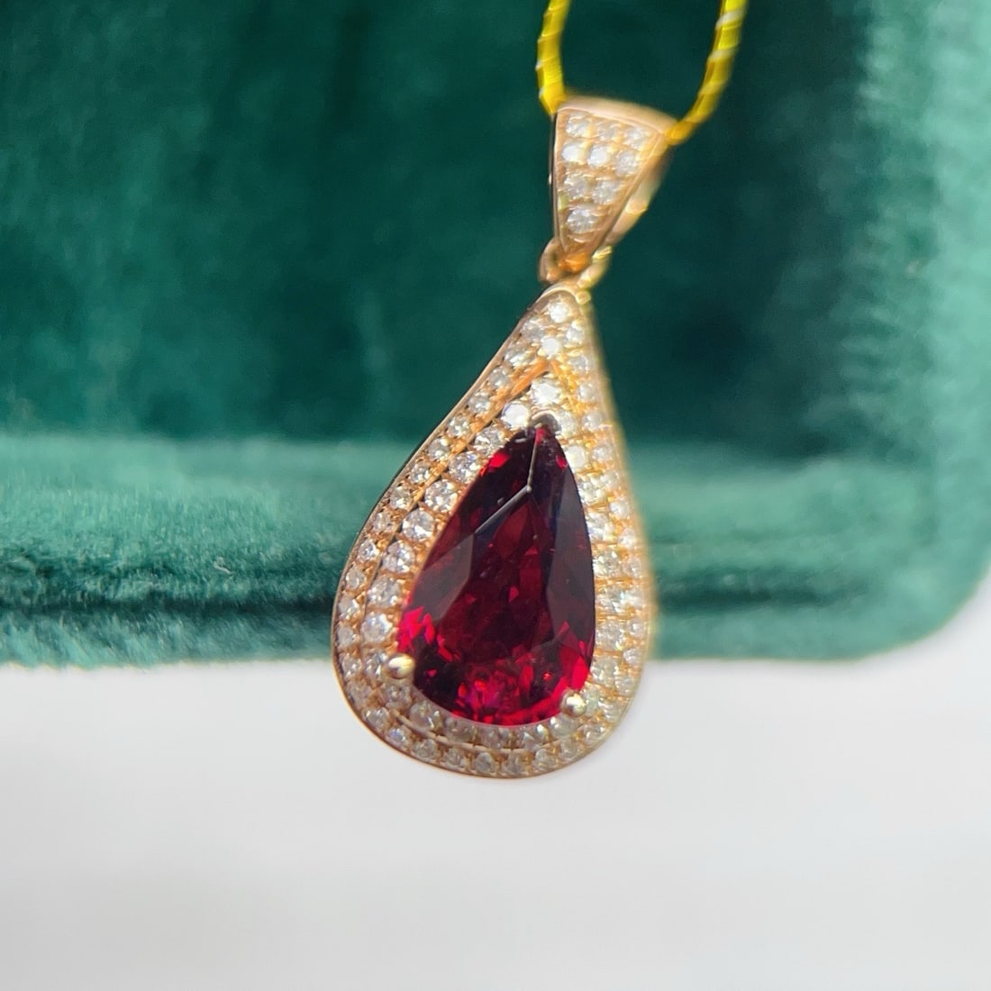 14k Gold 1.89 Ctw Natural Tourmaline & Diamond Pendant( Without Chain ) - 2
