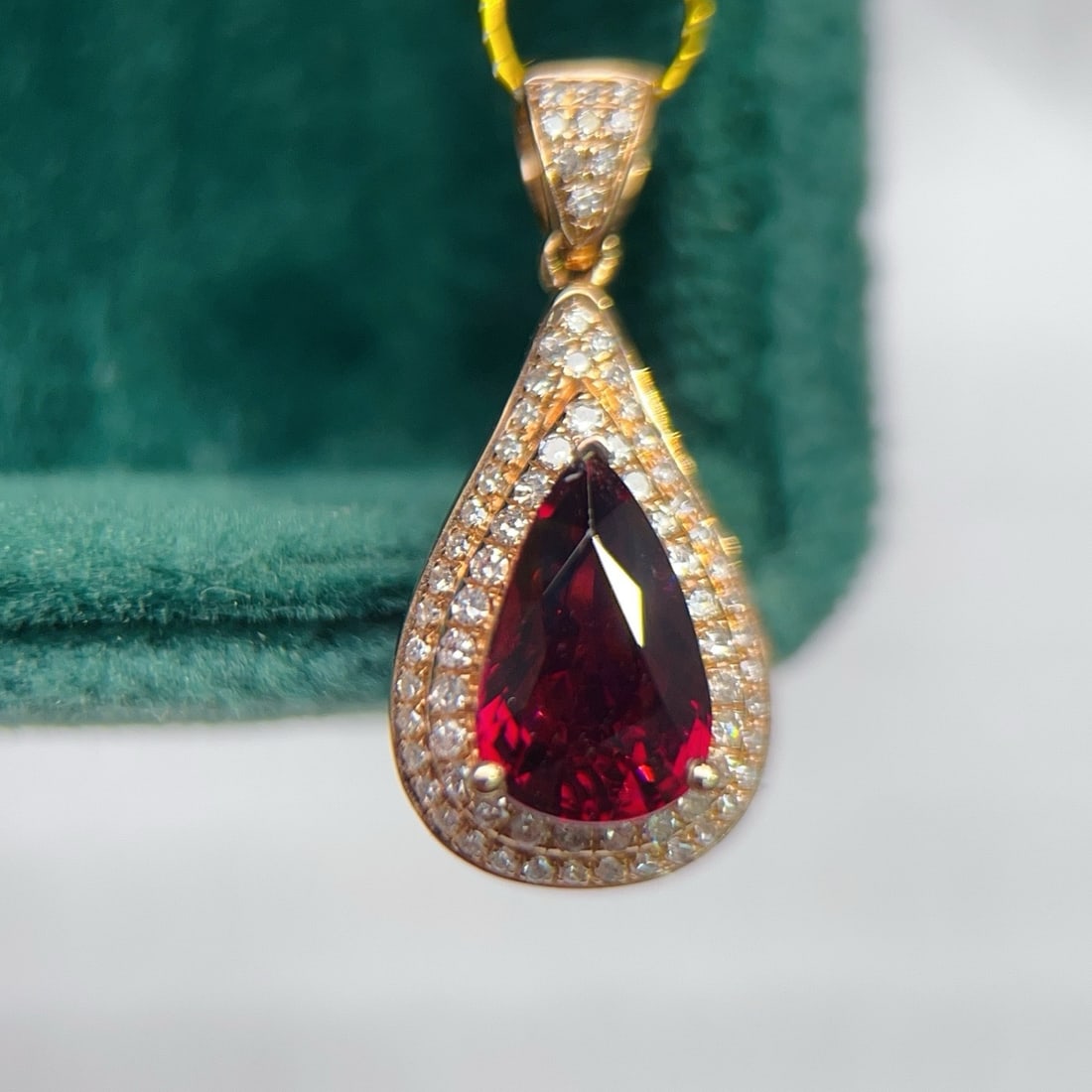 14k Gold 1.89 Ctw Natural Tourmaline & Diamond Pendant( Without Chain ) - 3