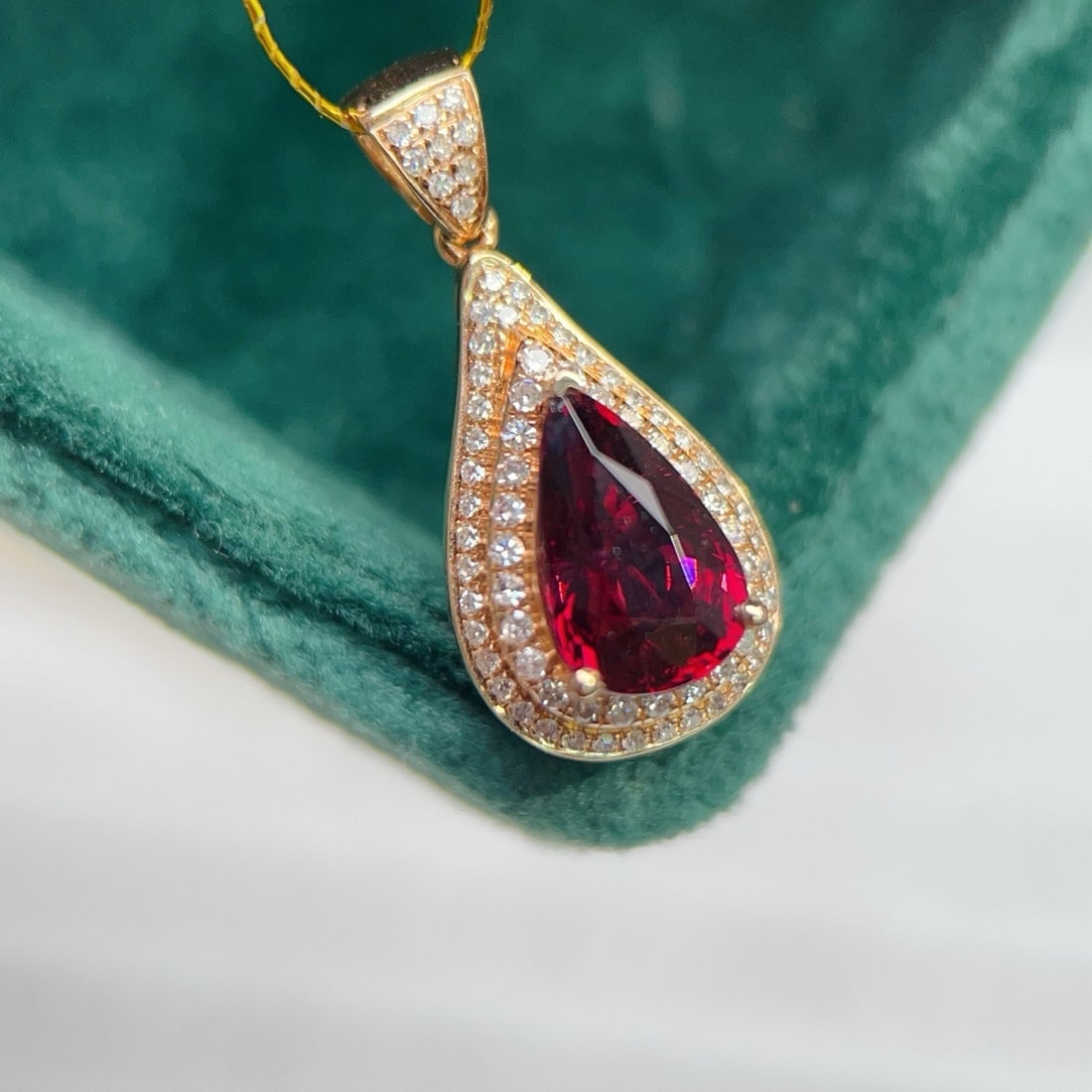 14k Gold 1.89 Ctw Natural Tourmaline & Diamond Pendant( Without Chain ) - 4