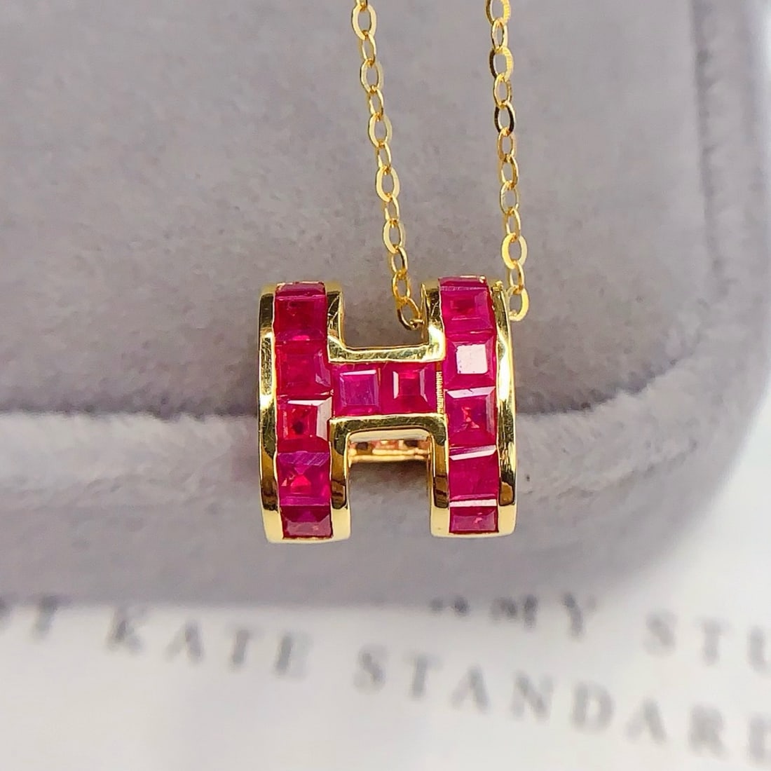 14k Gold 1.5 Ct Natural Ruby Necklace - 3