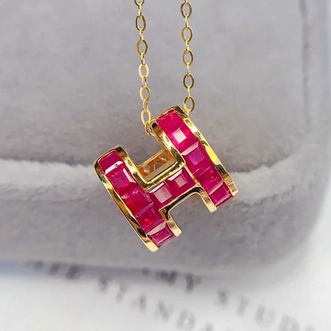 14k Gold 1.5 Ct Natural Ruby Necklace - 4