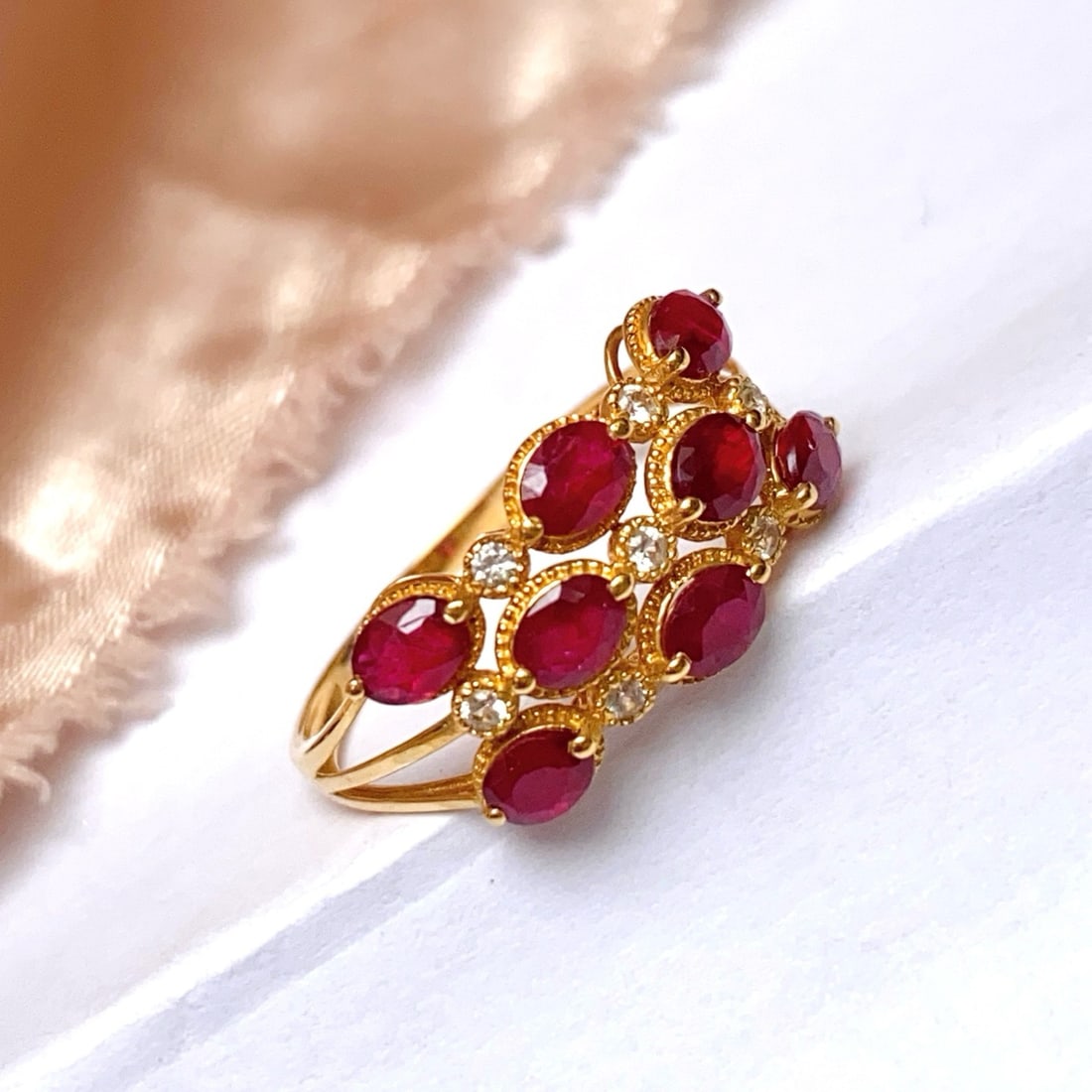 14k Gold 1.85 Ct Natural Ruby & Sapphire Ring - 3