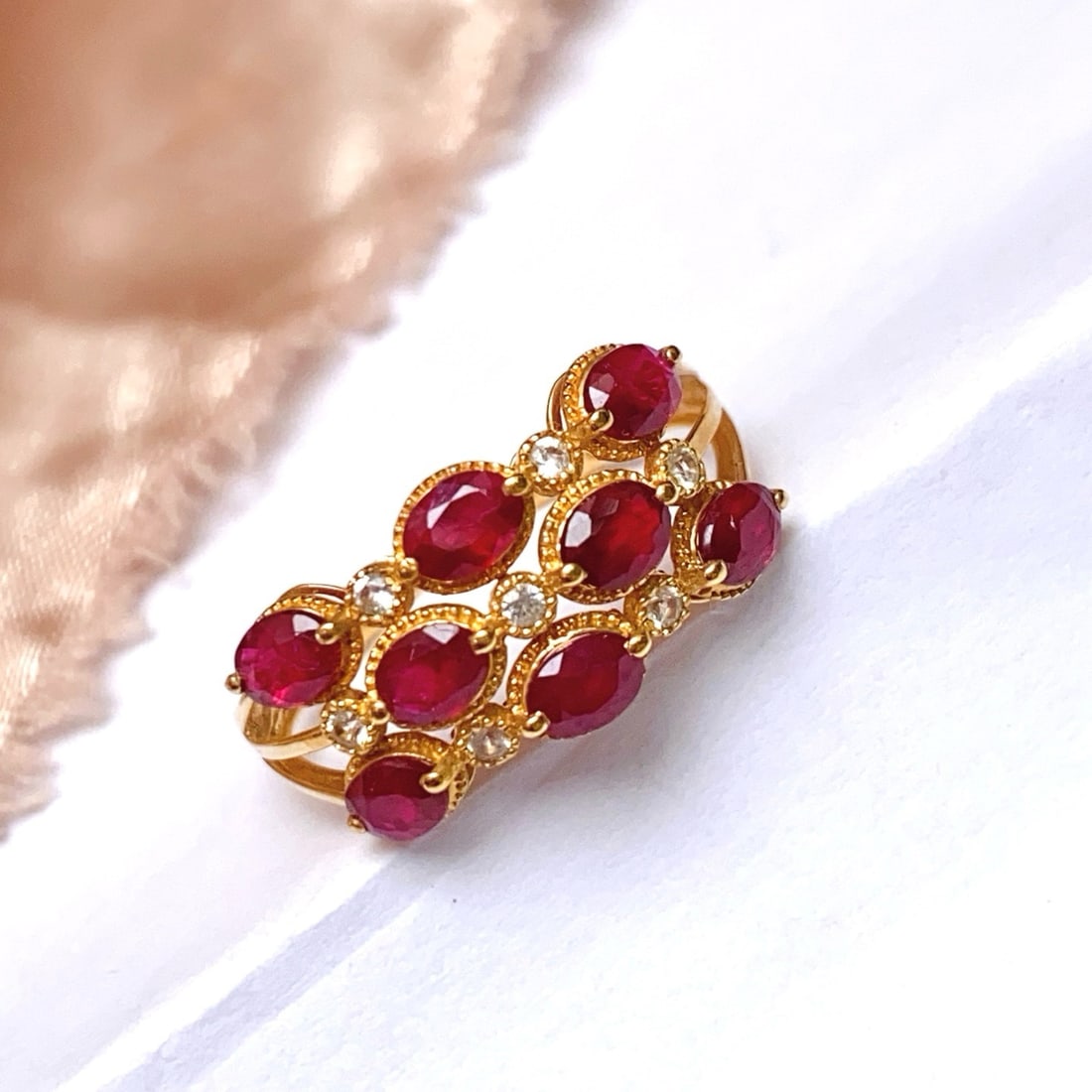 14k Gold 1.85 Ct Natural Ruby & Sapphire Ring - 4