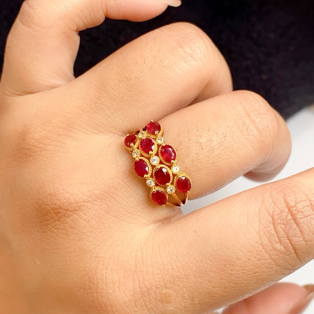 14k Gold 1.85 Ct Natural Ruby & Sapphire Ring - 5