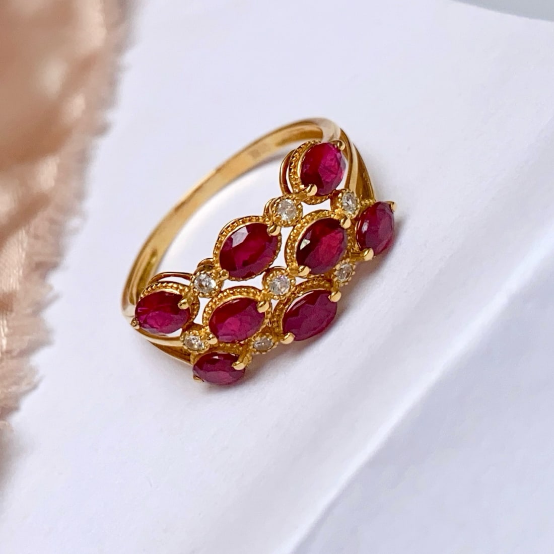 14k Gold 1.85 Ct Natural Ruby & Sapphire Ring - 6