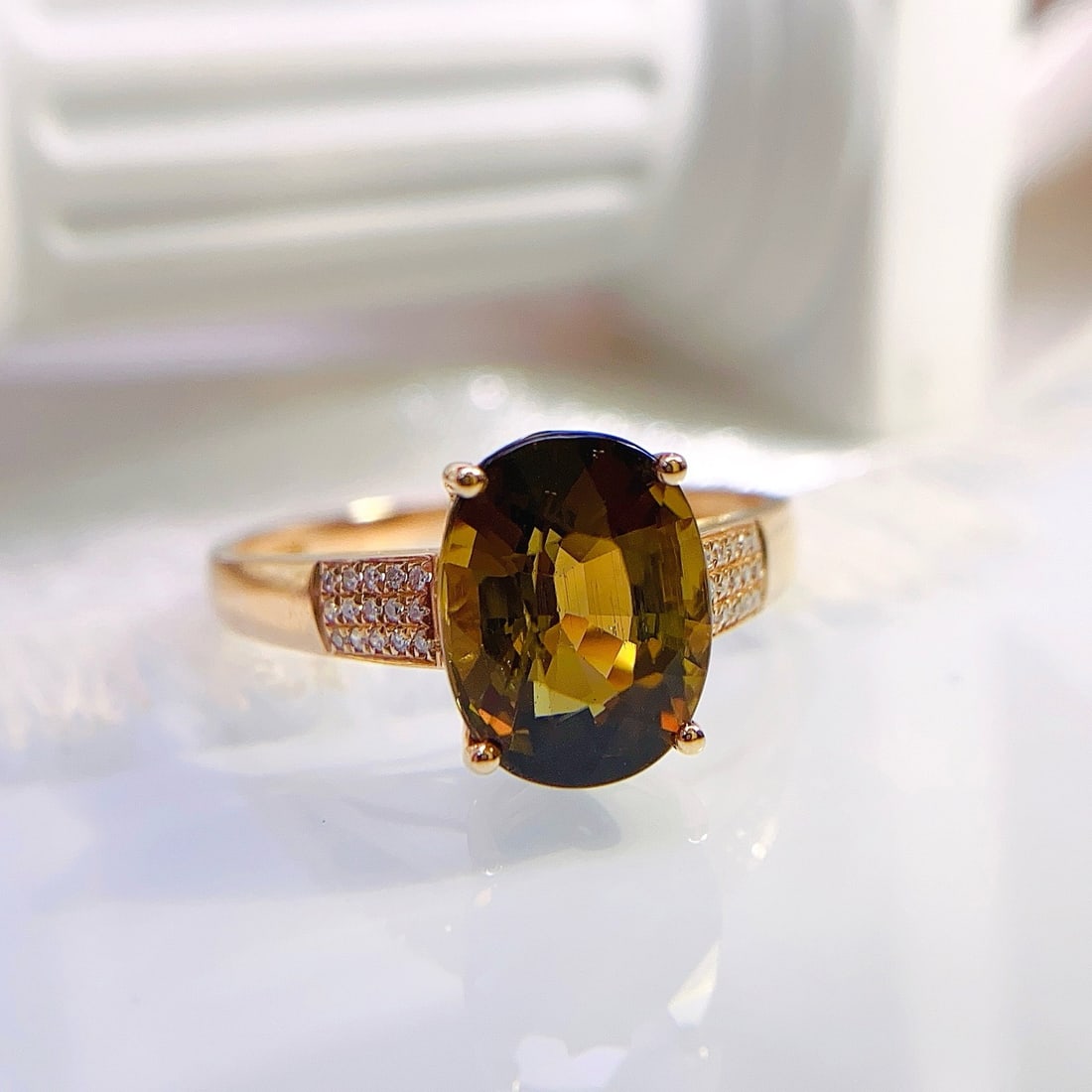 14k Gold 3.30 Ct Natural Tourmaline & Diamond Ring - 2