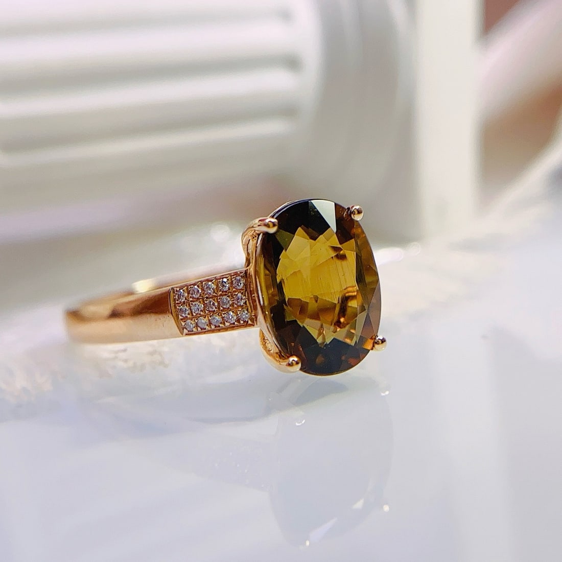 14k Gold 3.30 Ct Natural Tourmaline & Diamond Ring - 3