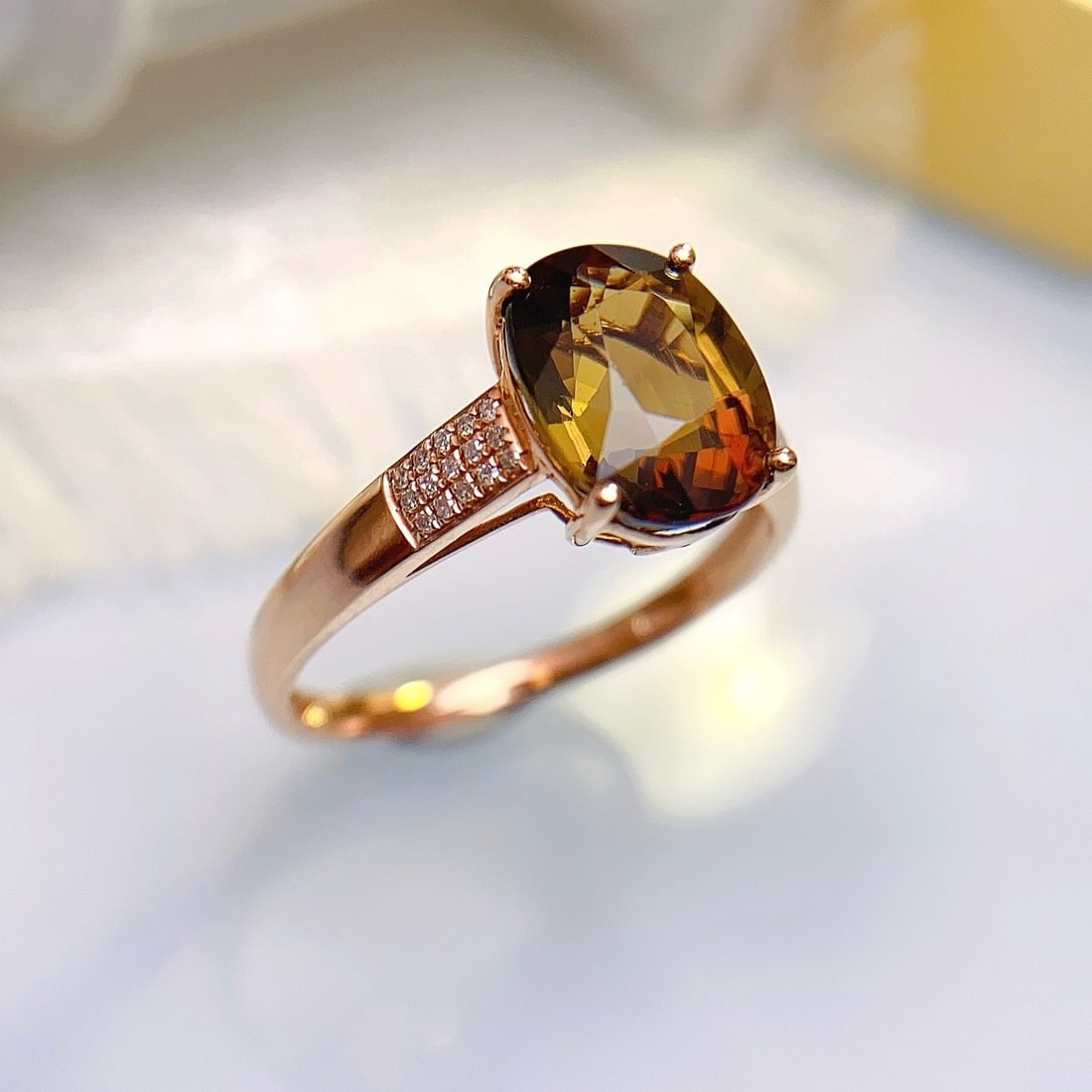 14k Gold 3.30 Ct Natural Tourmaline & Diamond Ring - 4