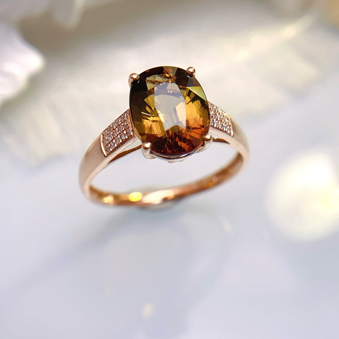 14k Gold 3.30 Ct Natural Tourmaline & Diamond Ring - 5