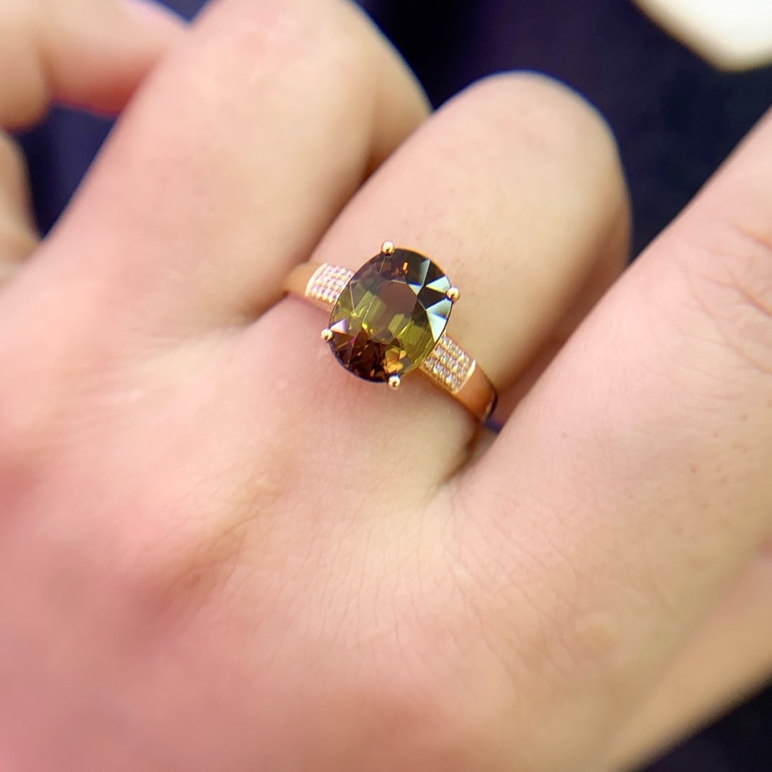 14k Gold 3.30 Ct Natural Tourmaline & Diamond Ring - 6