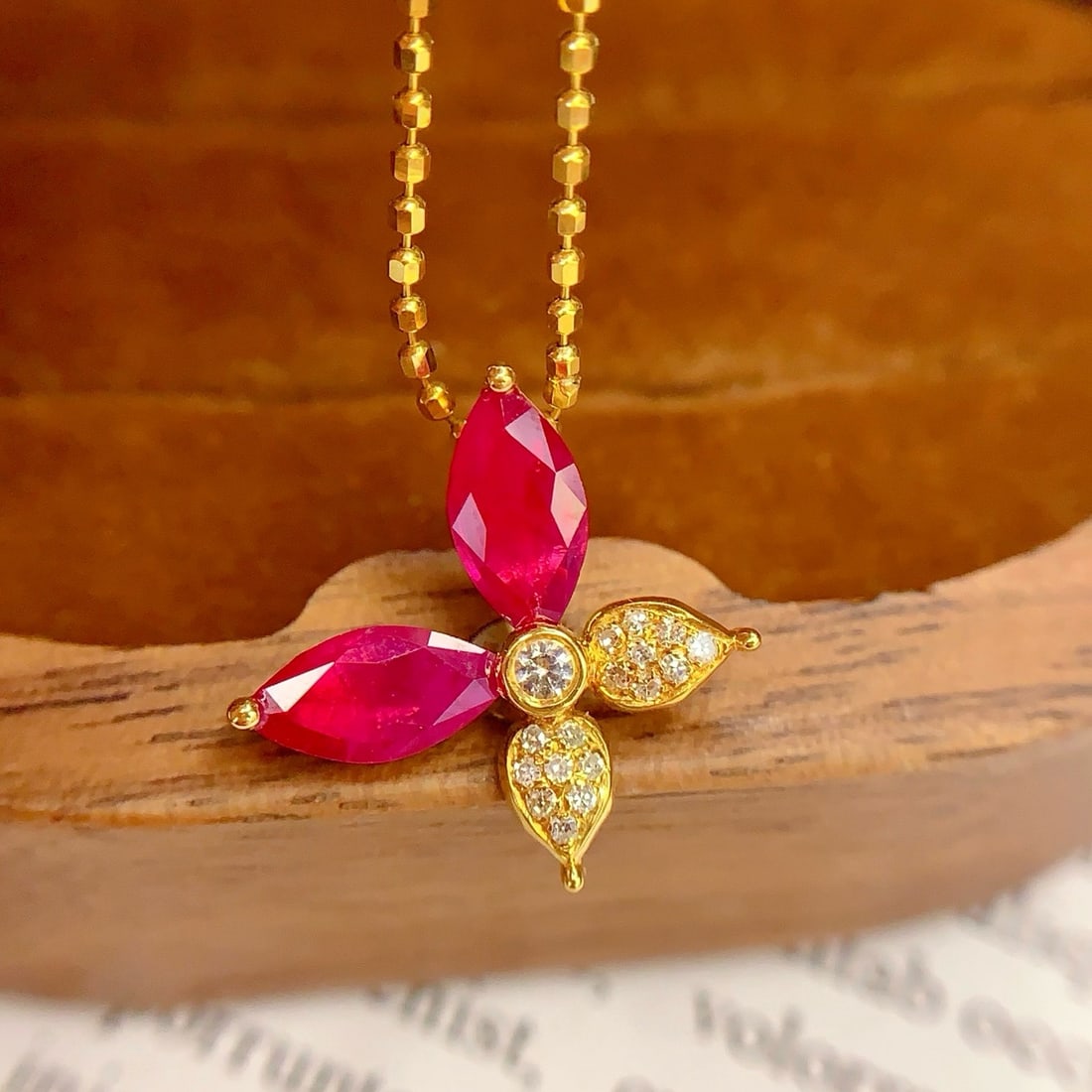 14k Gold 1.45 Ct Natural Ruby & Diamond Pendant( Without Chain ) - 3