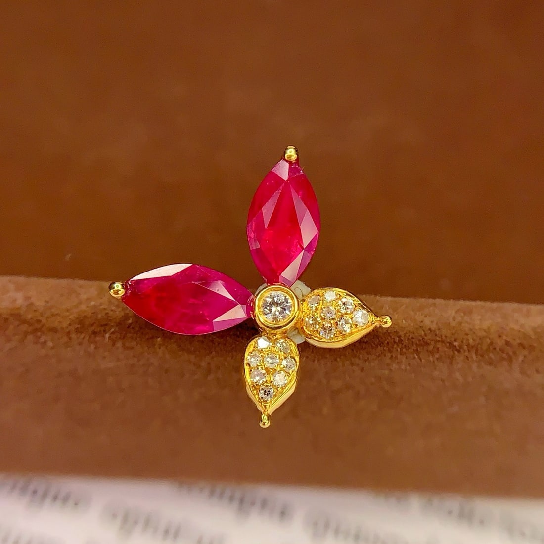 14k Gold 1.45 Ct Natural Ruby & Diamond Pendant( Without Chain ) - 4