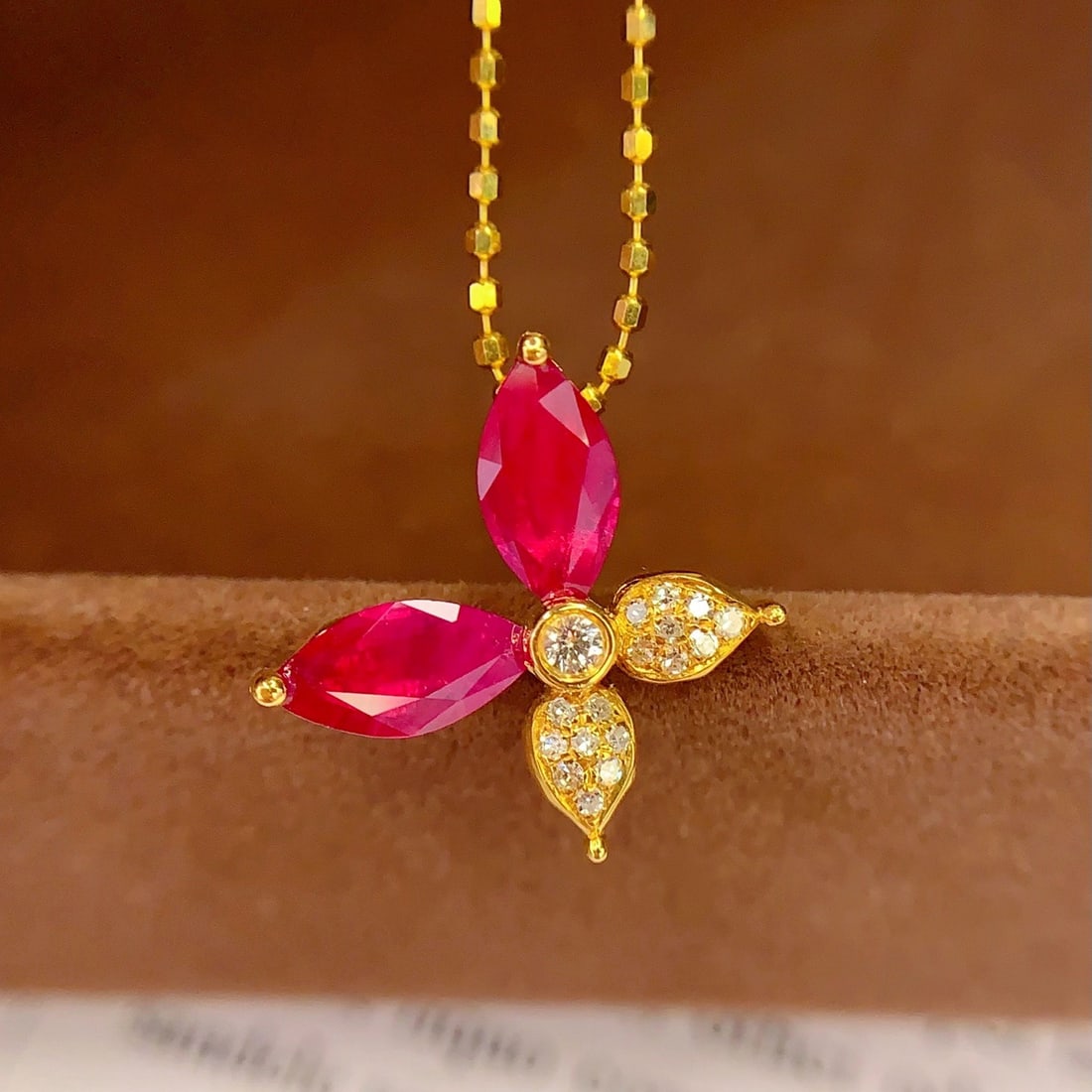 14k Gold 1.45 Ct Natural Ruby & Diamond Pendant( Without Chain ) - 5