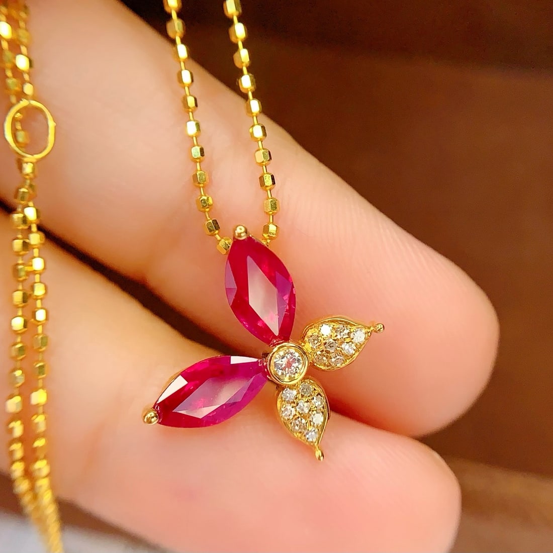 14k Gold 1.45 Ct Natural Ruby & Diamond Pendant( Without Chain ) - 6