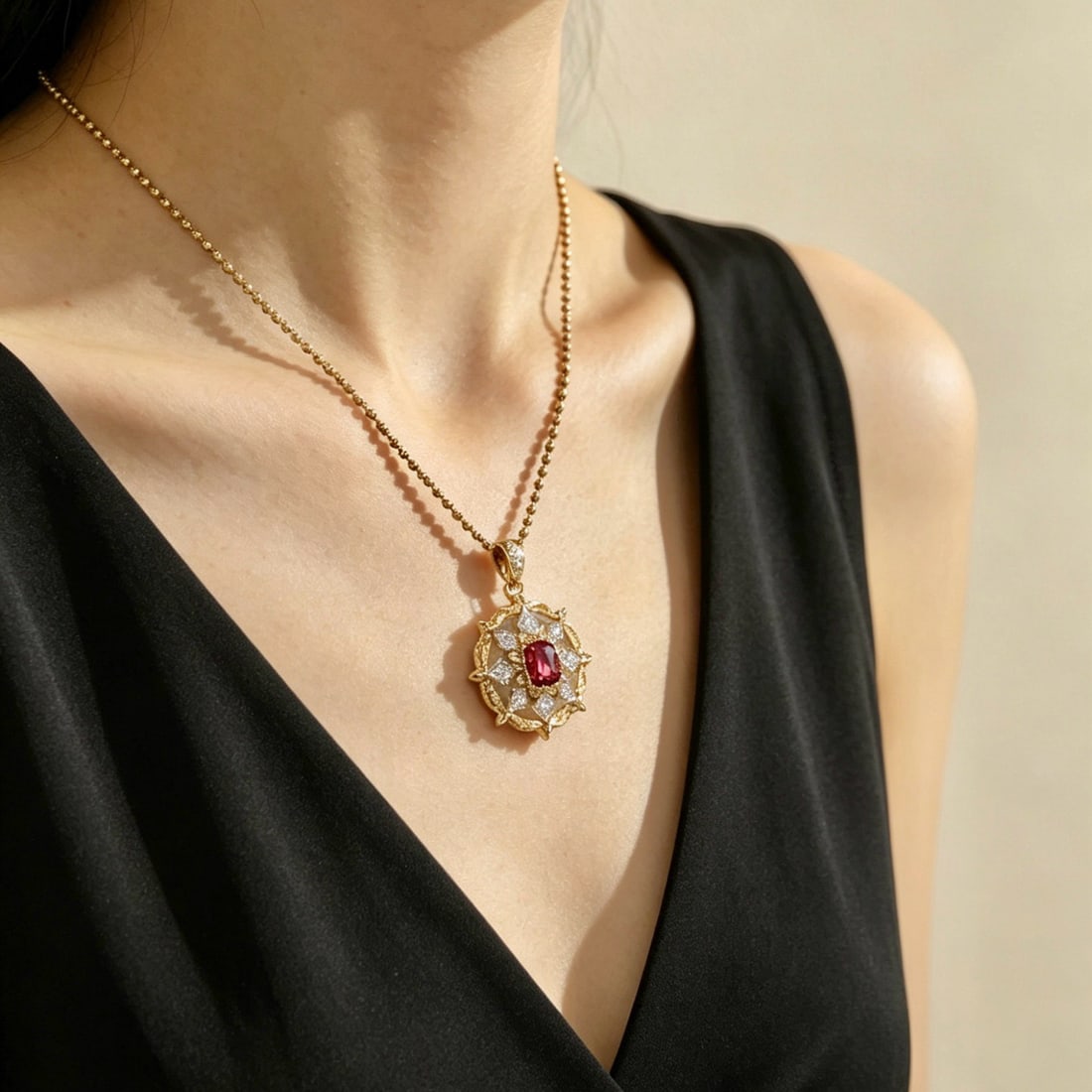 14k Gold 1 Ct Natural Sapphire & Diamond Pendant( Without Chain ) - 6