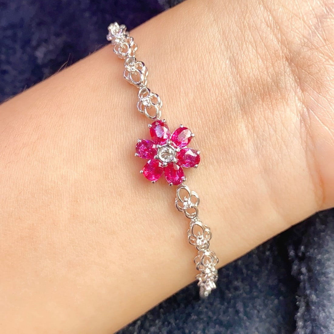 14k Gold 2.30 Ct Natural Ruby & Sapphire Bracelet - 6