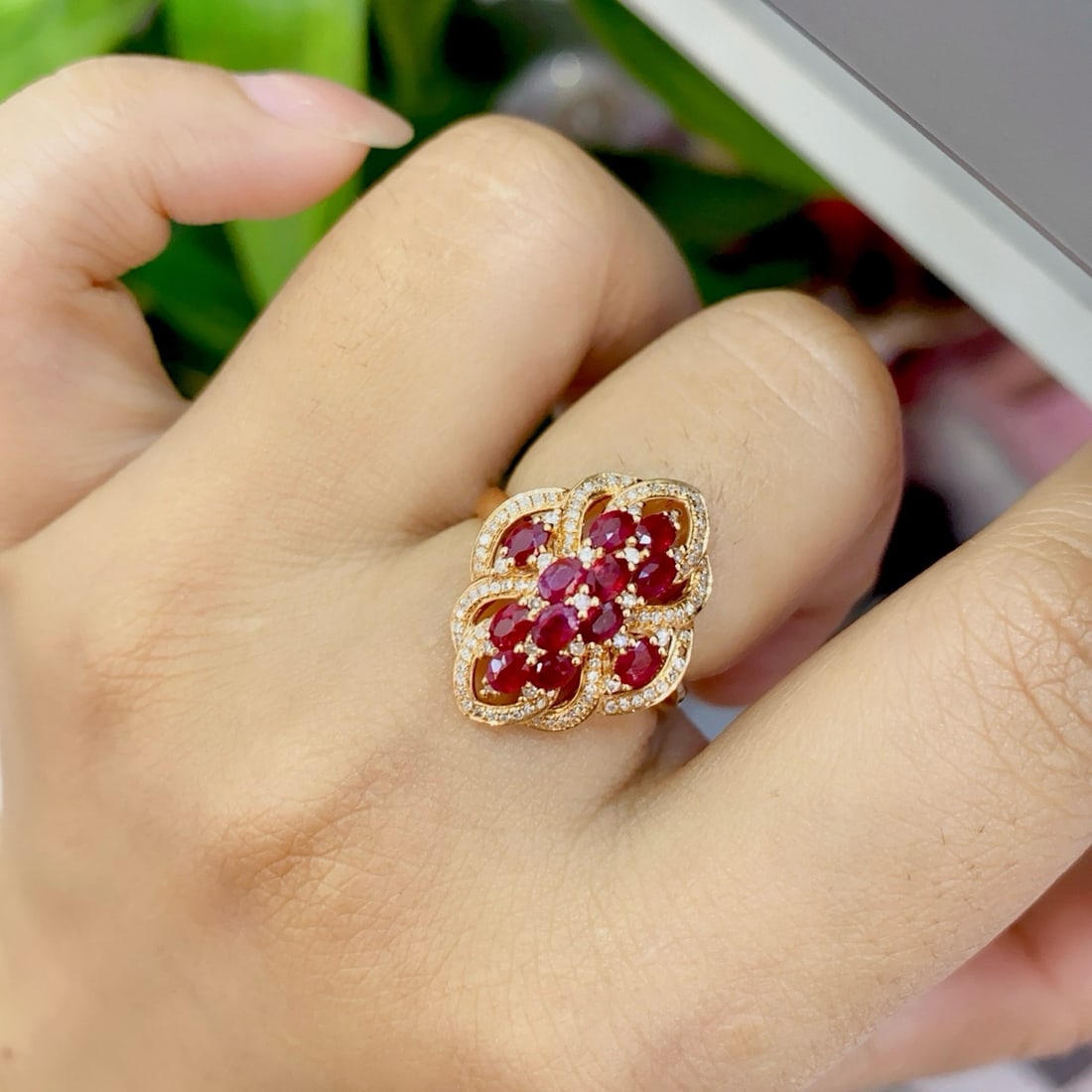 14k Gold 2.00 Ct Natural Ruby & Diamond Ring - 5