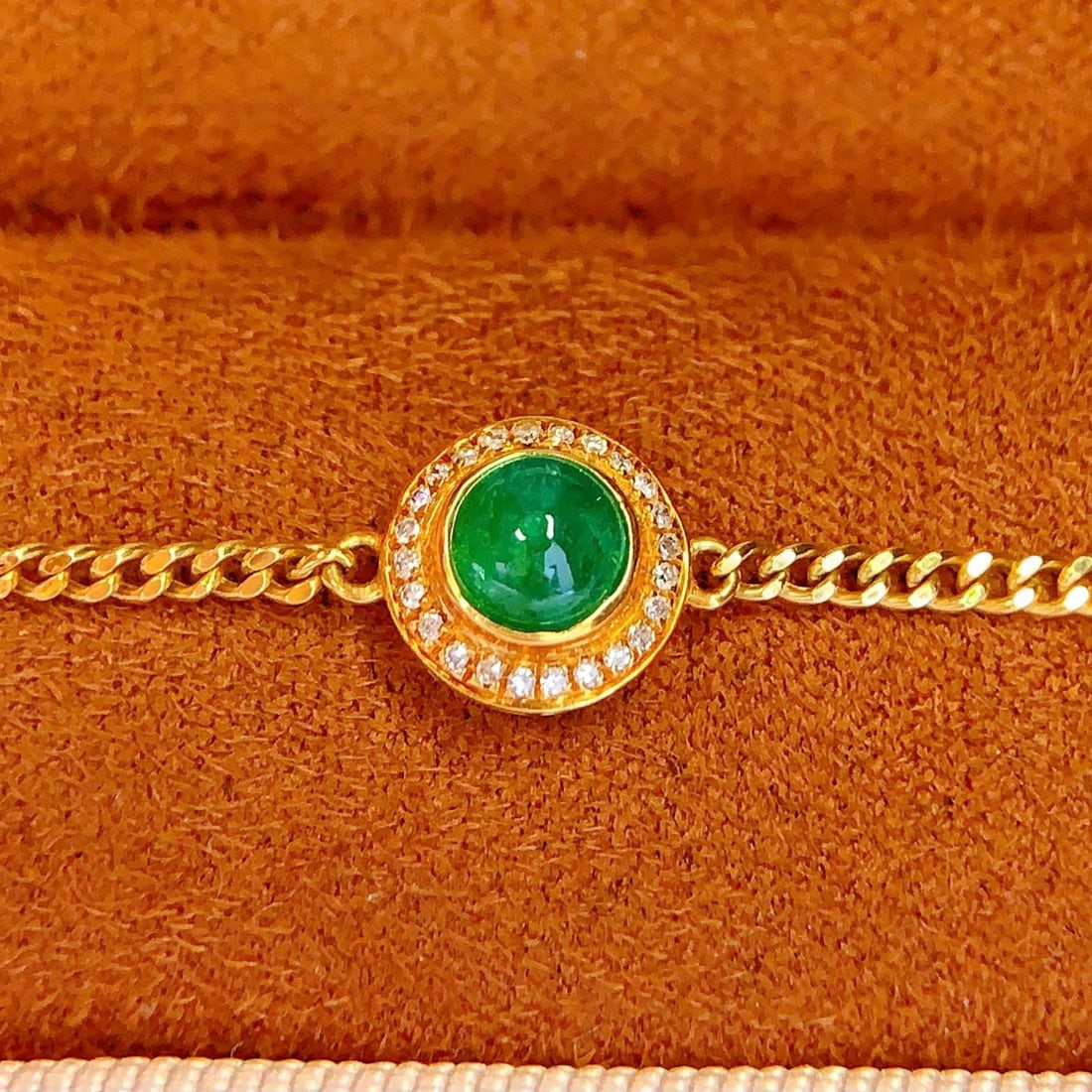 14k Gold 0.65 Ct Natural Emerald & Diamond Bracelet - 4