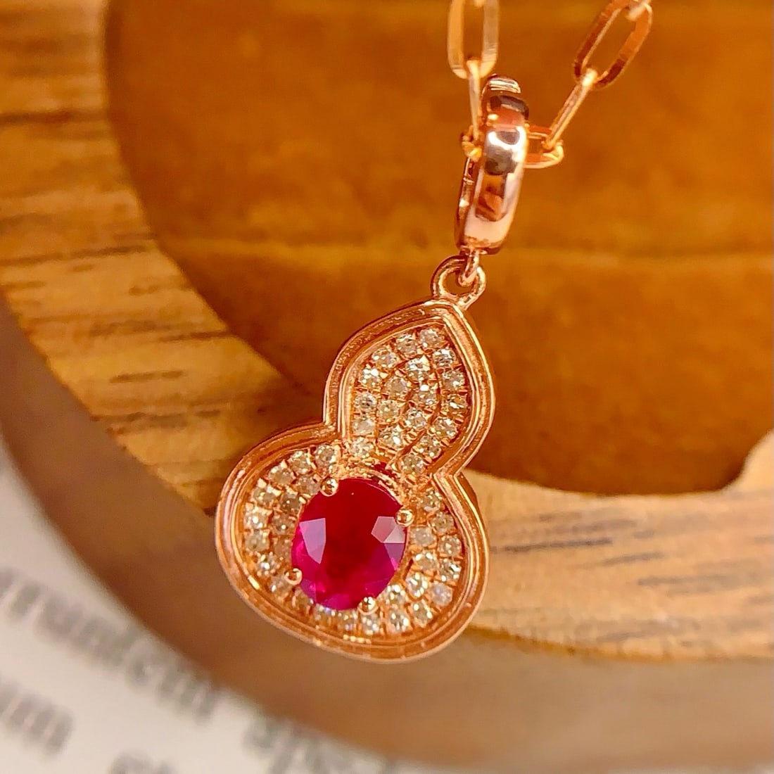 14k Gold 0.5 Ct Natural Ruby & Diamond Pendant( Without Chain ) - 2