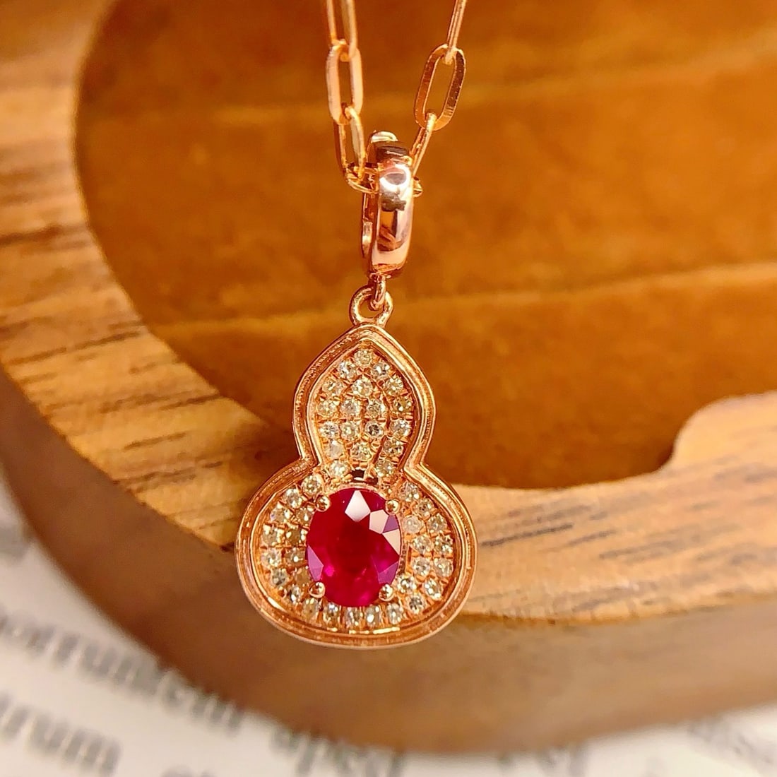 14k Gold 0.5 Ct Natural Ruby & Diamond Pendant( Without Chain ) - 3