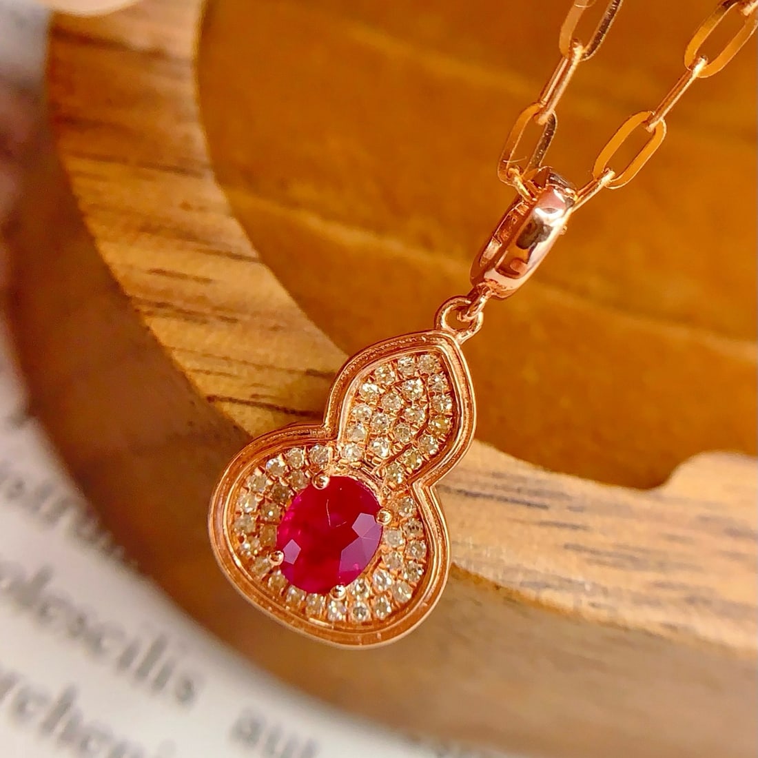 14k Gold 0.5 Ct Natural Ruby & Diamond Pendant( Without Chain ) - 4