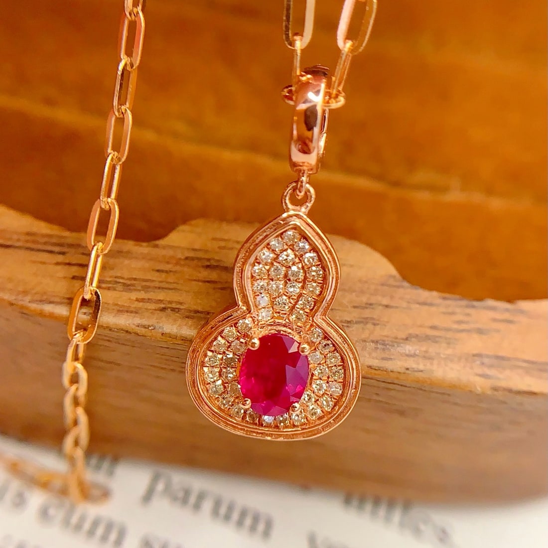 14k Gold 0.5 Ct Natural Ruby & Diamond Pendant( Without Chain ) - 5