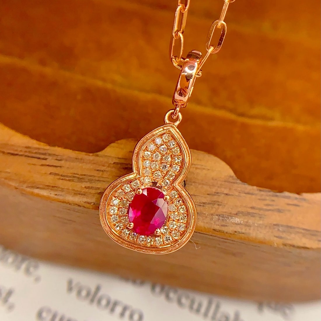 14k Gold 0.5 Ct Natural Ruby & Diamond Pendant( Without Chain ) - 6
