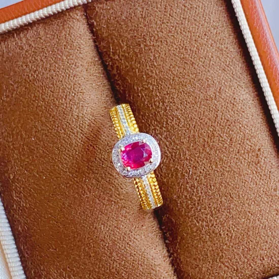 14k Gold 0.7 Ct Natural Ruby & Diamond Ring - 2