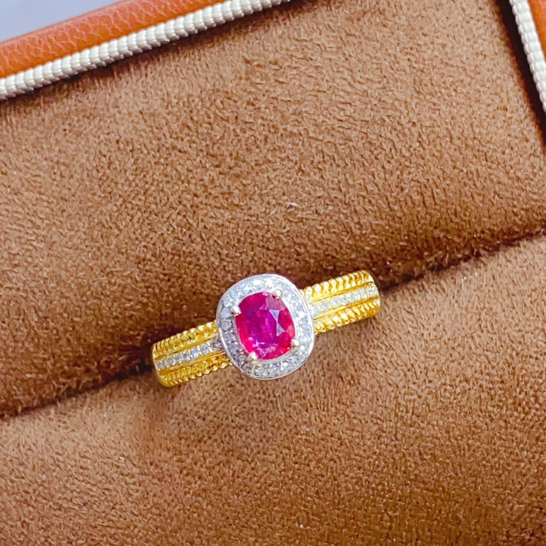 14k Gold 0.7 Ct Natural Ruby & Diamond Ring - 4
