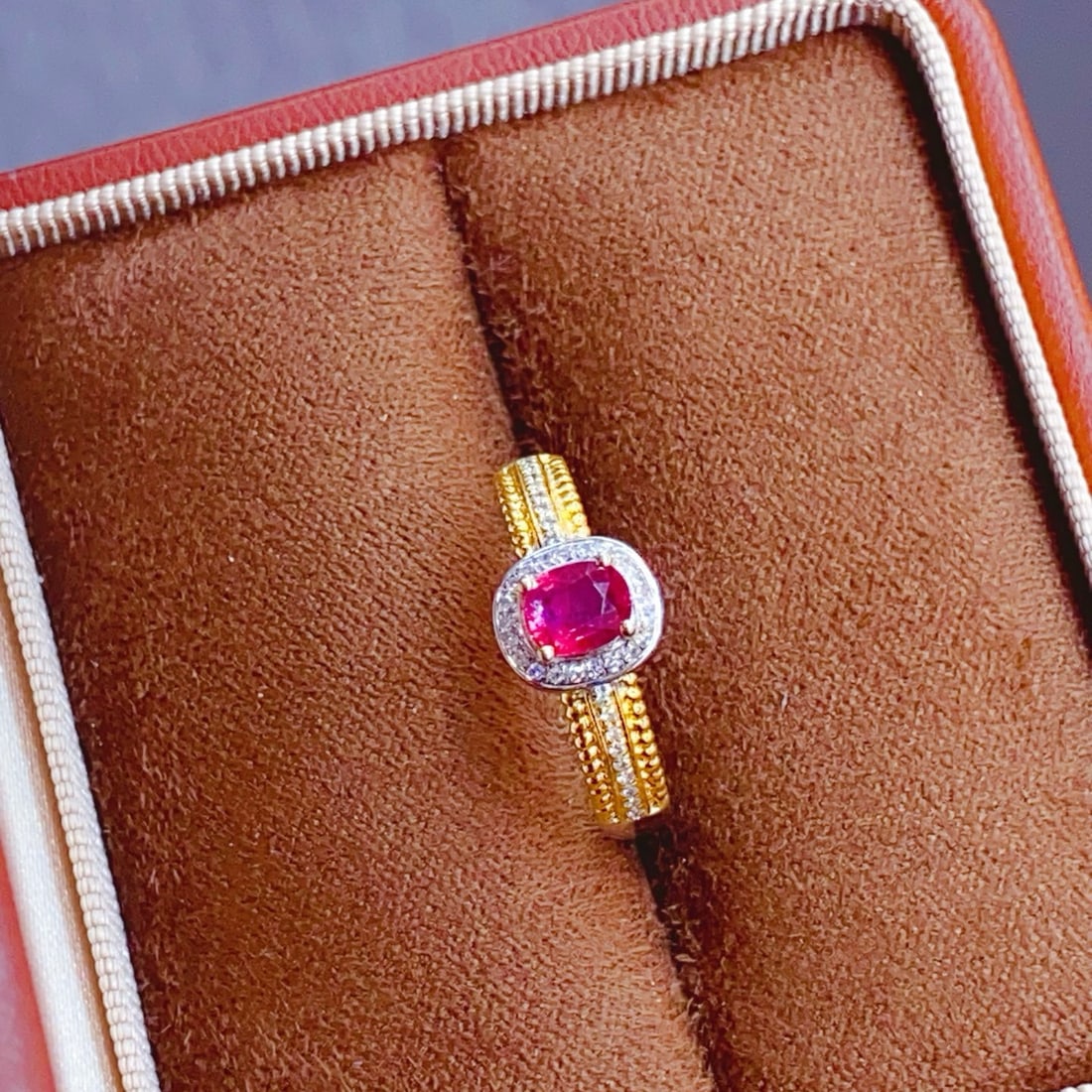 14k Gold 0.7 Ct Natural Ruby & Diamond Ring - 5