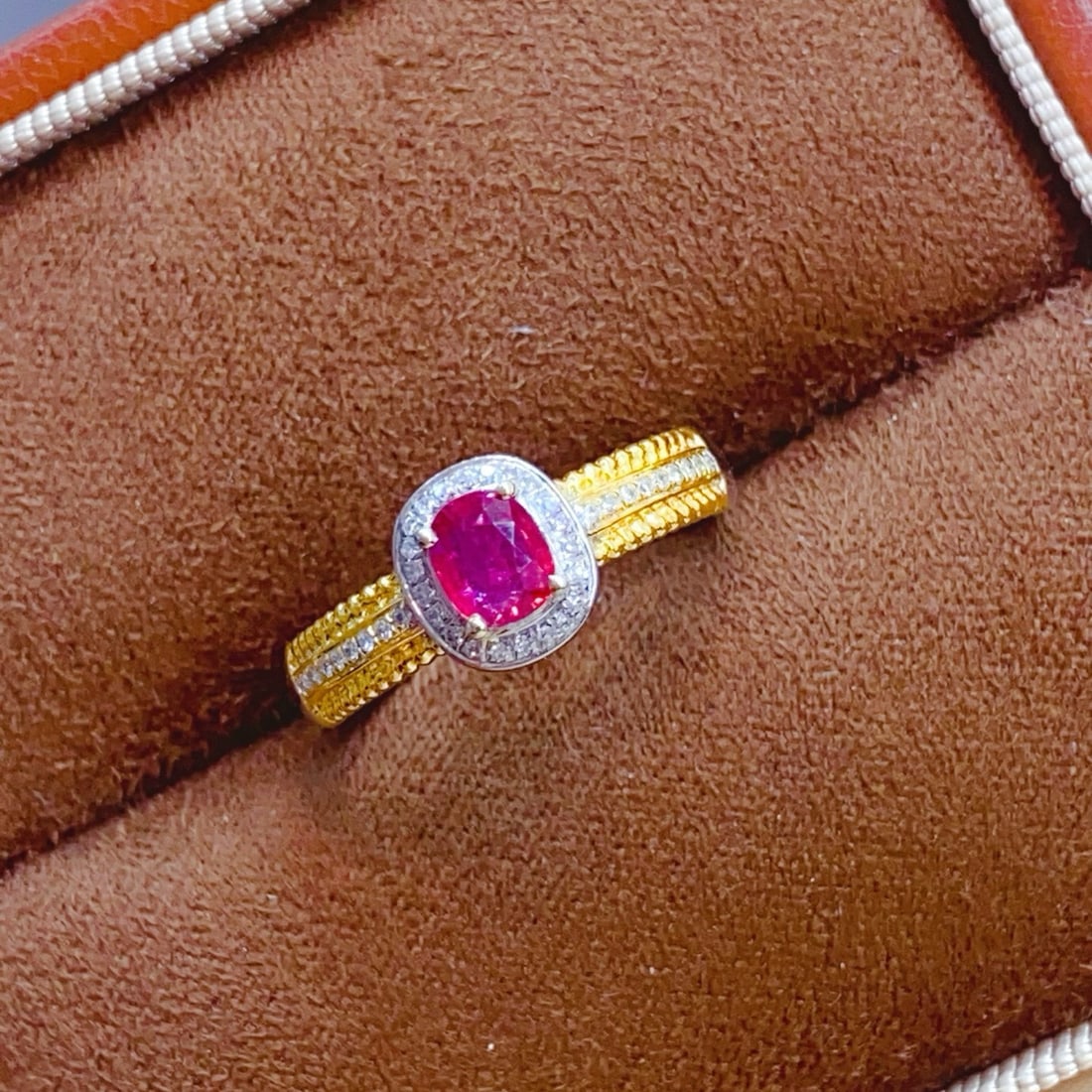 14k Gold 0.7 Ct Natural Ruby & Diamond Ring - 6