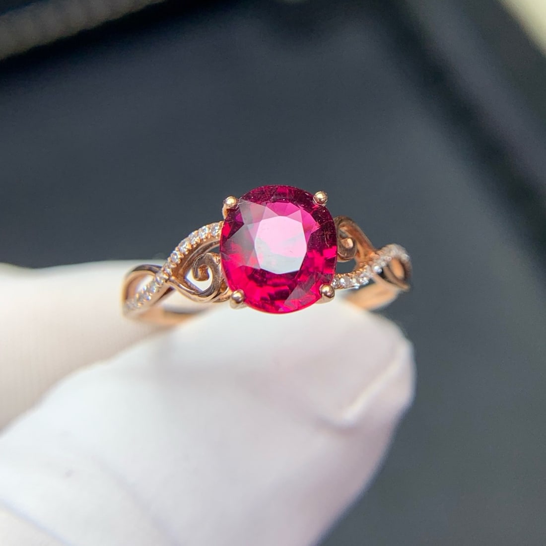 14k Gold 1.5 Ct Natural Tourmaline & Diamond Ring - 2