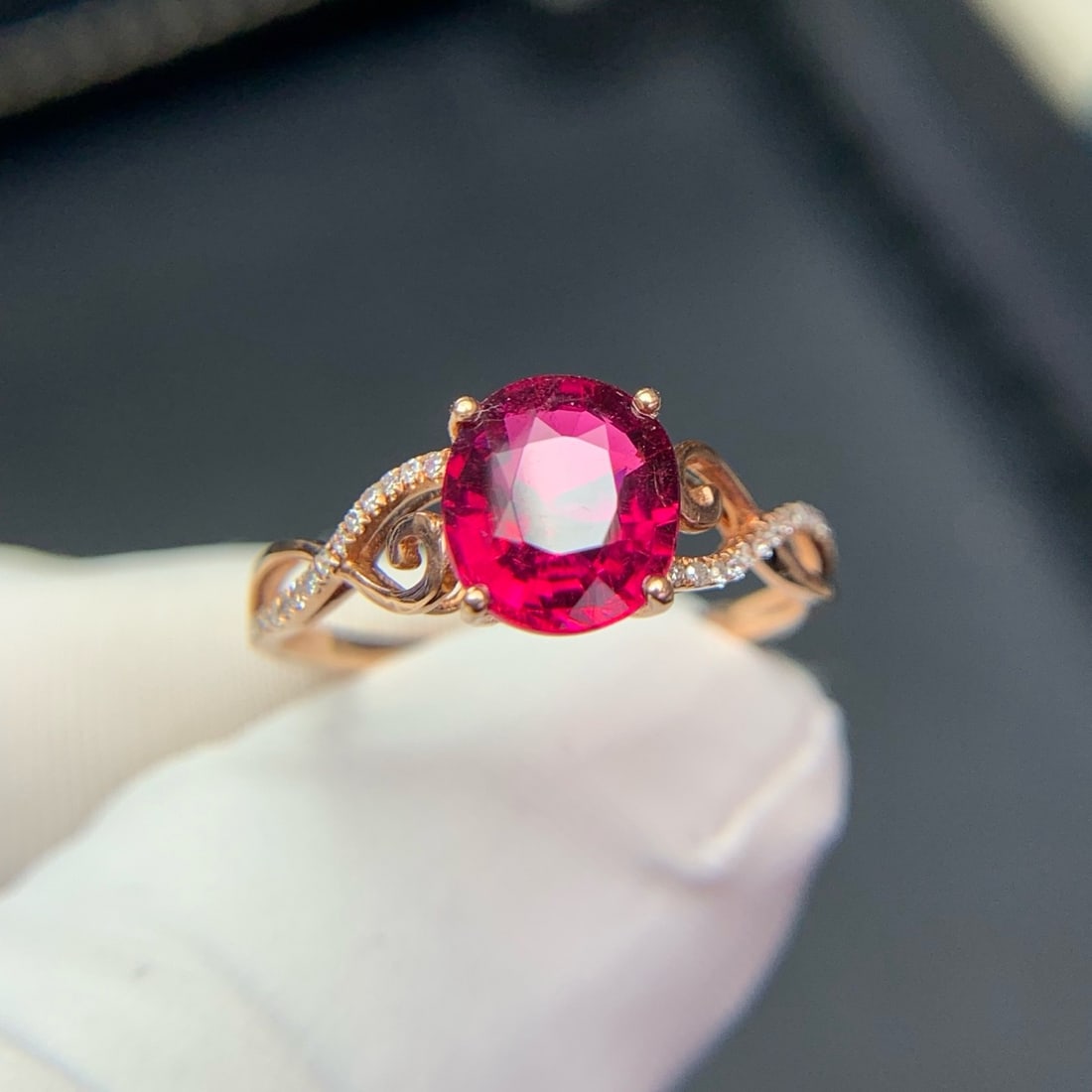 14k Gold 1.5 Ct Natural Tourmaline & Diamond Ring - 3