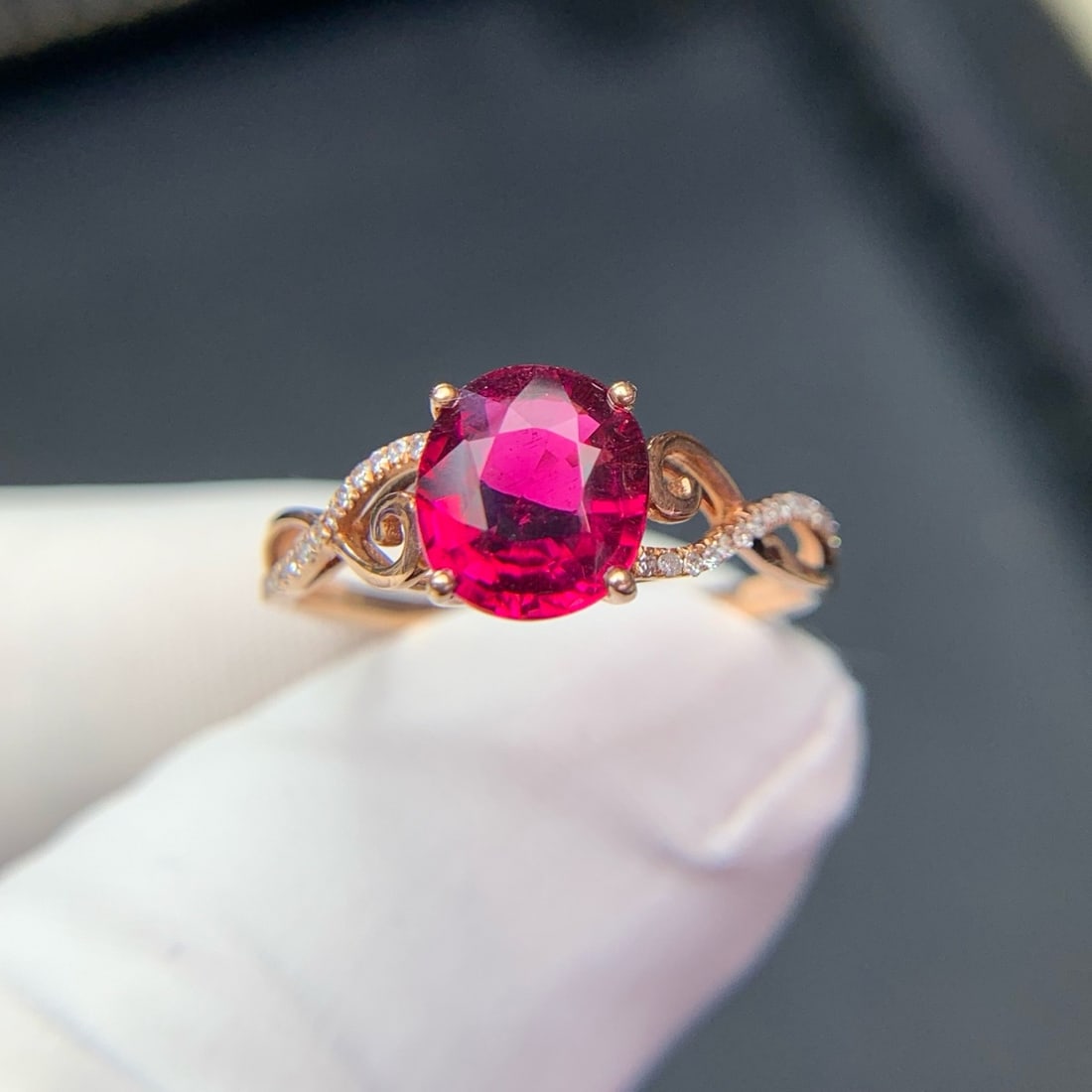 14k Gold 1.5 Ct Natural Tourmaline & Diamond Ring - 6