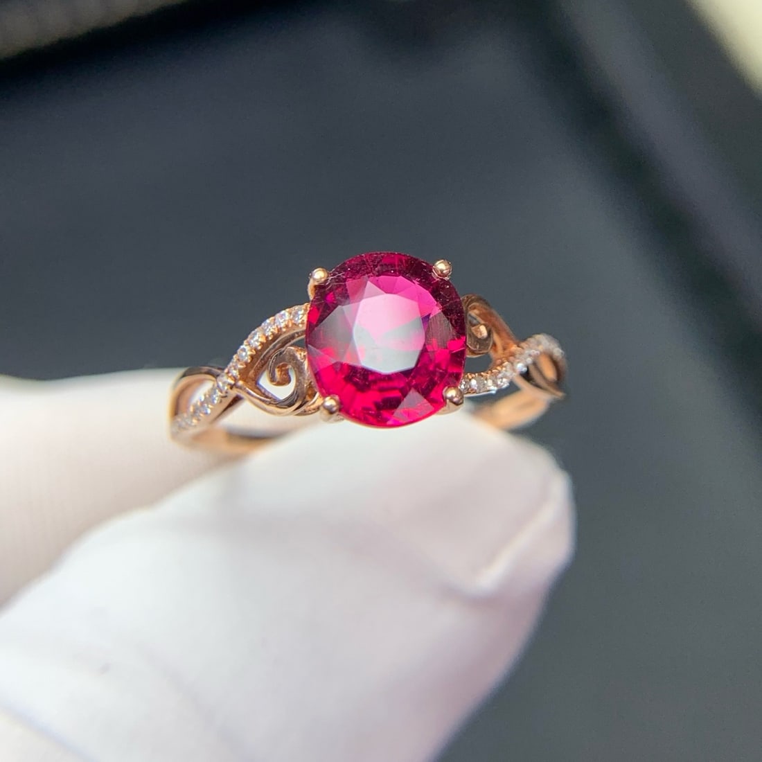14k Gold 1.5 Ct Natural Tourmaline & Diamond Ring - 8