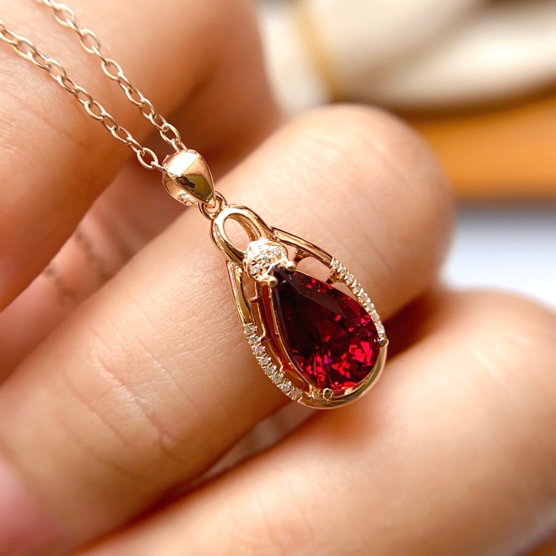 14k Gold 1.48 Ct Natural Tourmaline & Diamond Pendant( Without Chain ) - 3