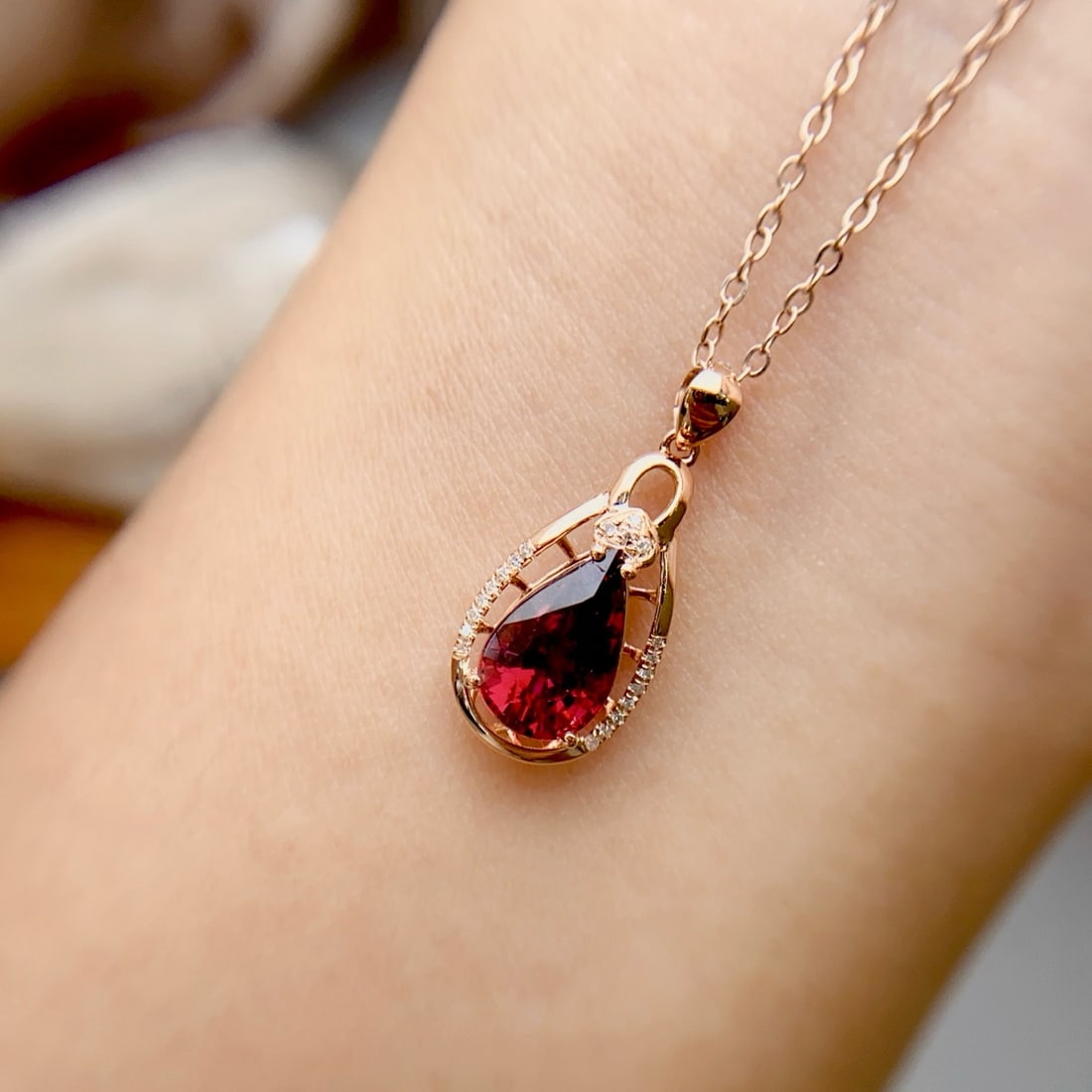 14k Gold 1.48 Ct Natural Tourmaline & Diamond Pendant( Without Chain ) - 6