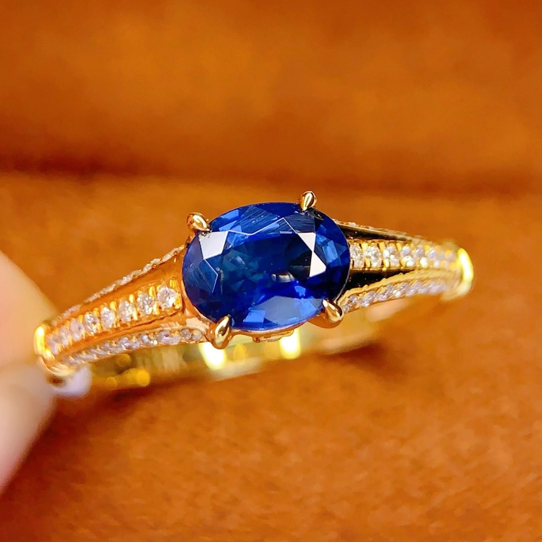 14k Gold 1 Ct Natural Sapphire & Diamond Ring - 3