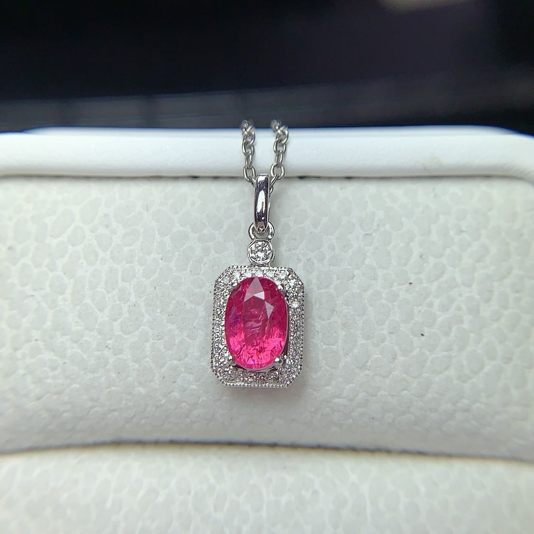 14k Gold 0.92 Ct Natural Spinel & Diamond Pendant( Without Chain ) - 3