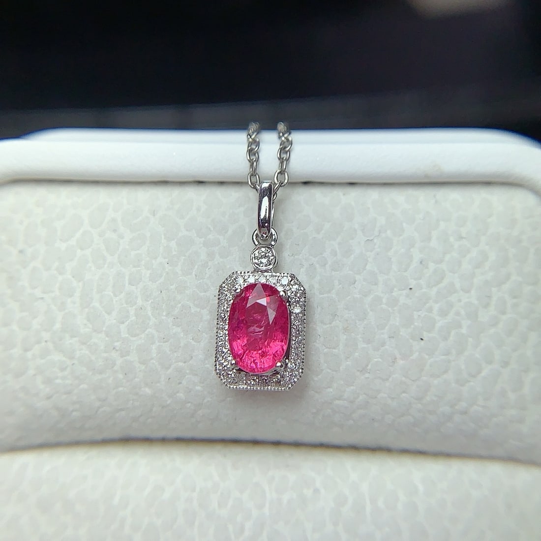 14k Gold 0.92 Ct Natural Spinel & Diamond Pendant( Without Chain ) - 4