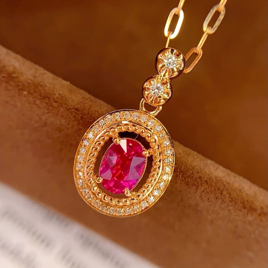14k Gold 0.7 Ct Natural Ruby & Diamond Pendant( Without Chain ) - 5