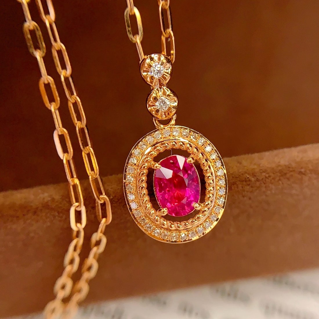 14k Gold 0.7 Ct Natural Ruby & Diamond Pendant( Without Chain ) - 6