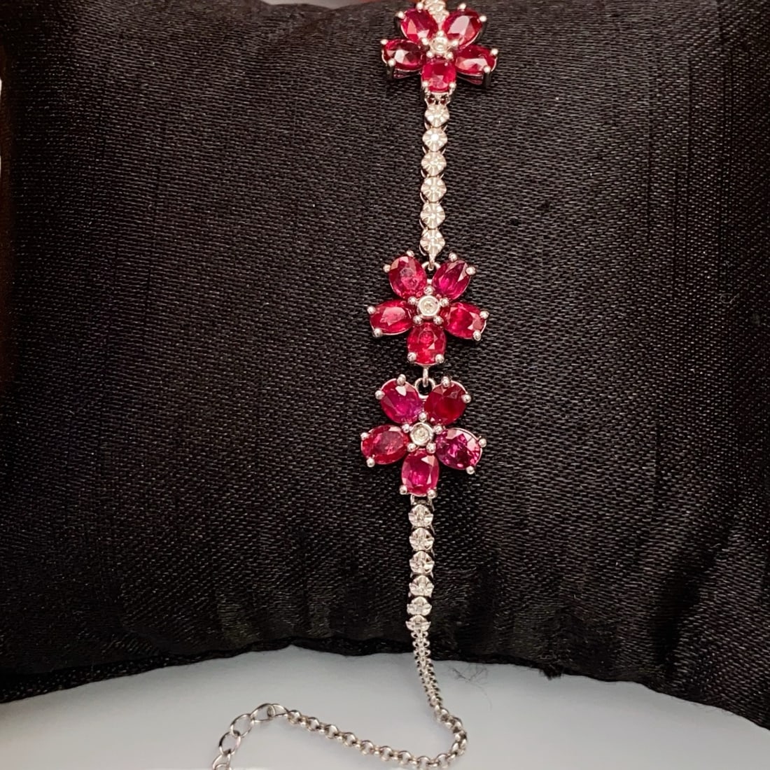 14k Gold 5.80 Ct Natural Ruby & Diamond Bracelet - 2